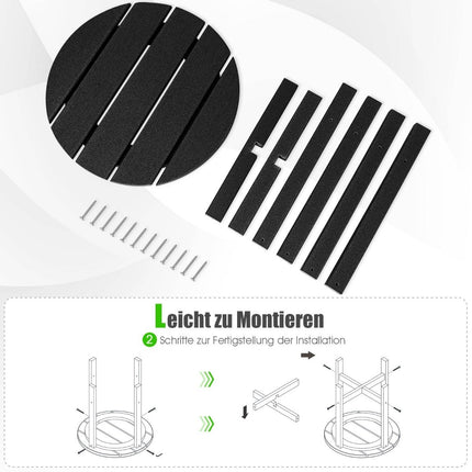 Outdoor-Beistelltisch, wetterfestes HDPE, Schwarz, 46 cm