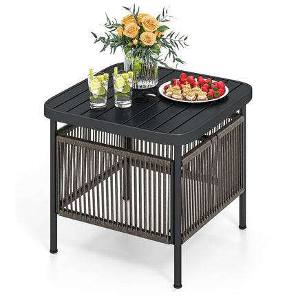 Outdoor Beistelltisch, wetterfestes Rattan, 56x56x49 cm