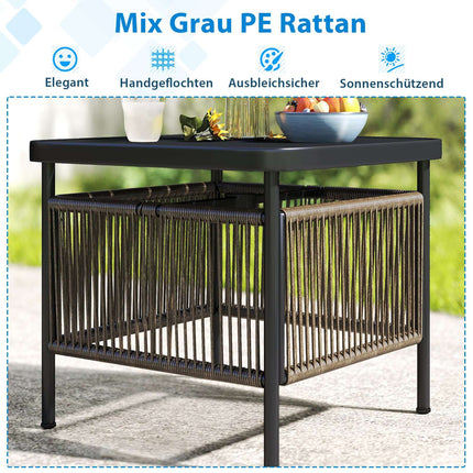 Outdoor Beistelltisch, wetterfestes Rattan, 56x56x49 cm