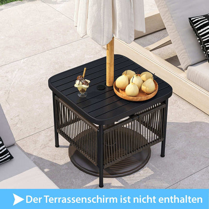 Outdoor Beistelltisch, wetterfestes Rattan, 56x56x49 cm