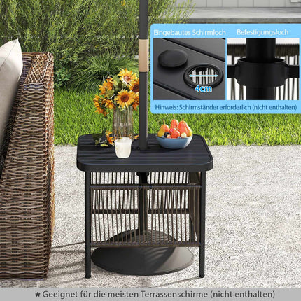 Outdoor Beistelltisch, wetterfestes Rattan, 56x56x49 cm