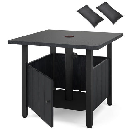 Outdoor Side Table with Umbrella Hole & Sandbags