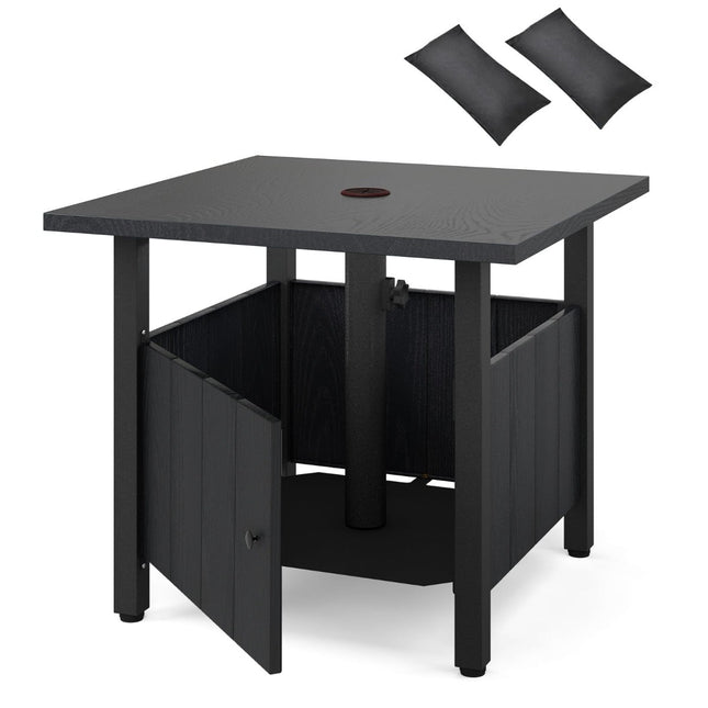 Outdoor-Beistelltisch mit Schirmloch und Sandsäcken