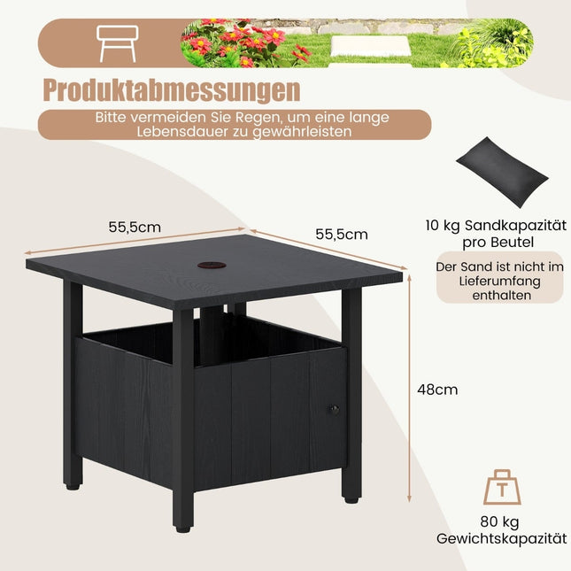 Outdoor-Beistelltisch mit Schirmloch und Sandsäcken