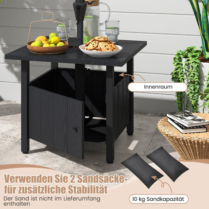 Outdoor Side Table with Umbrella Hole & Sandbags