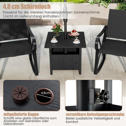 Outdoor Side Table with Umbrella Hole & Sandbags