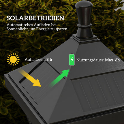 Solarlaterne für den Außenbereich, automatisches Ein-/Ausschalten, wetterfest IP44