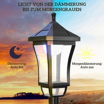Solarlaterne für den Außenbereich, automatisches Ein-/Ausschalten, wetterfest IP44