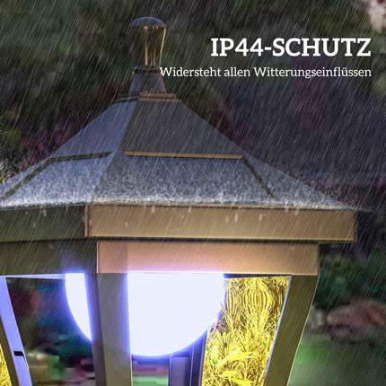 Solarlaterne für den Außenbereich, automatisches Ein-/Ausschalten, wetterfest IP44