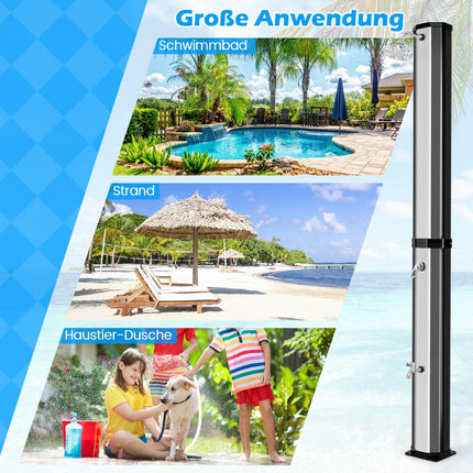 Solar-Außendusche, 60L, 227cm, schwenkbarer Duschkopf