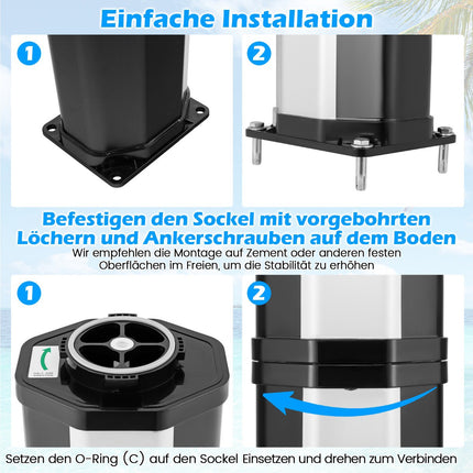Solar-Außendusche, 60L, 227cm, schwenkbarer Duschkopf