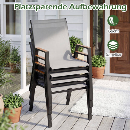 Outdoor Stackable Garden Chairs Set, Breathable Teslin Fabric