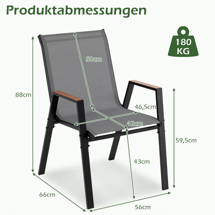 Outdoor Stackable Garden Chairs Set, Breathable Teslin Fabric