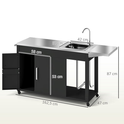 Outdoor Stainless Steel Grill Cart with Sink Station