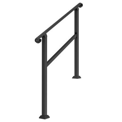 Outdoor Stair Handrail, 2-3 Steps, Black Steel, Kit