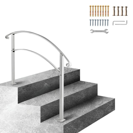 Outdoor Stair Handrail, 3-Step Adjustable Wrought Iron