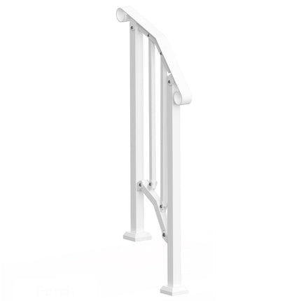 Outdoor Stair Handrail Kit, 1-2 Steps, Carbon Steel, White