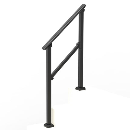 Outdoor Stair Handrail Kit, Carbon Steel, 40.5 in, Black