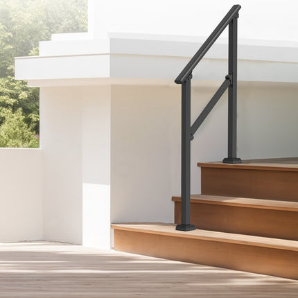 Outdoor Stair Handrail Kit, Carbon Steel, 40.5 in, Black