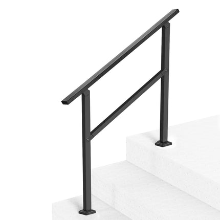 Outdoor Stair Handrail for 2-3 Steps, Black Steel