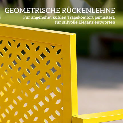 Gartenbank aus Stahl, gelb, 2-Sitzer, rostbeständig