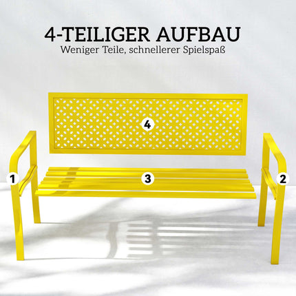 Gartenbank aus Stahl, gelb, 2-Sitzer, rostbeständig