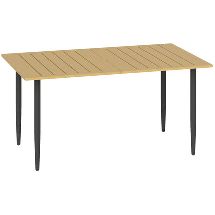 Outdoor-Terrassentisch aus Stahl mit Schirmloch, 150x90 cm, Braun