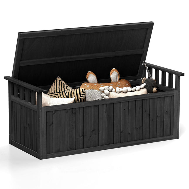Outdoor-Aufbewahrungsbank, 2-Sitzer mit Armlehnen, Schwarz