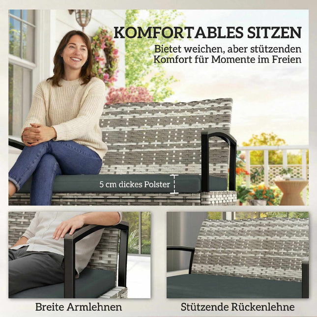 Gartentruhenbank, 2-Sitzer mit Kissen, 125L, Dunkelgrau