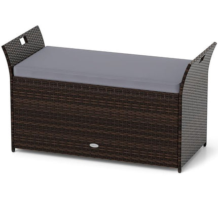 Outdoor-Aufbewahrungsbank, PE-Rattan-Geflecht, 260 L