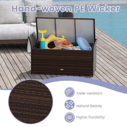 Outdoor-Aufbewahrungsbank, PE-Rattan-Geflecht, 260 L