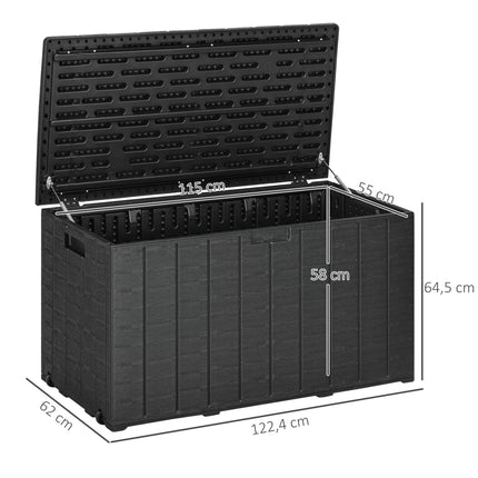 Outdoor Storage Box, 366L, Waterproof, Plastic, With Wheels