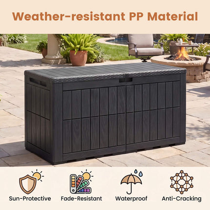 Outdoor Storage Box 380L, Weatherproof, Lockable Lid, Brown