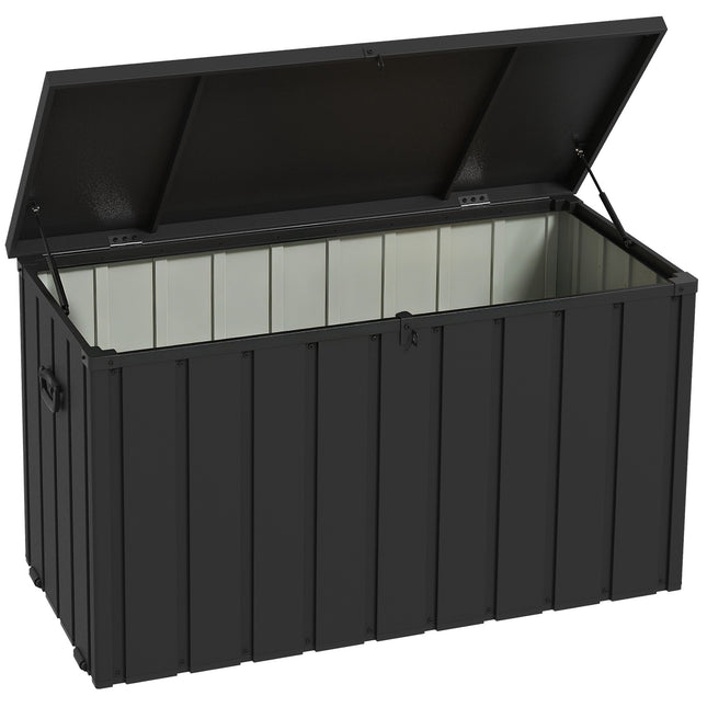 Outdoor Storage Box, 450L Capacity, Steel Frame, Dark Grey