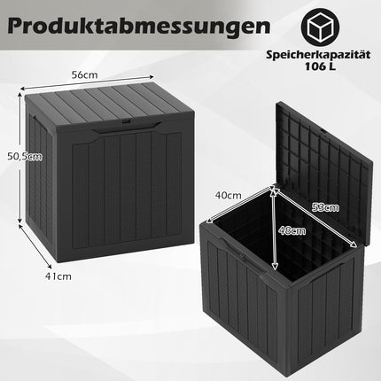 Outdoor-Aufbewahrungsbox 96L, abschließbarer Deckel, Rattan-Optik, Schwarz