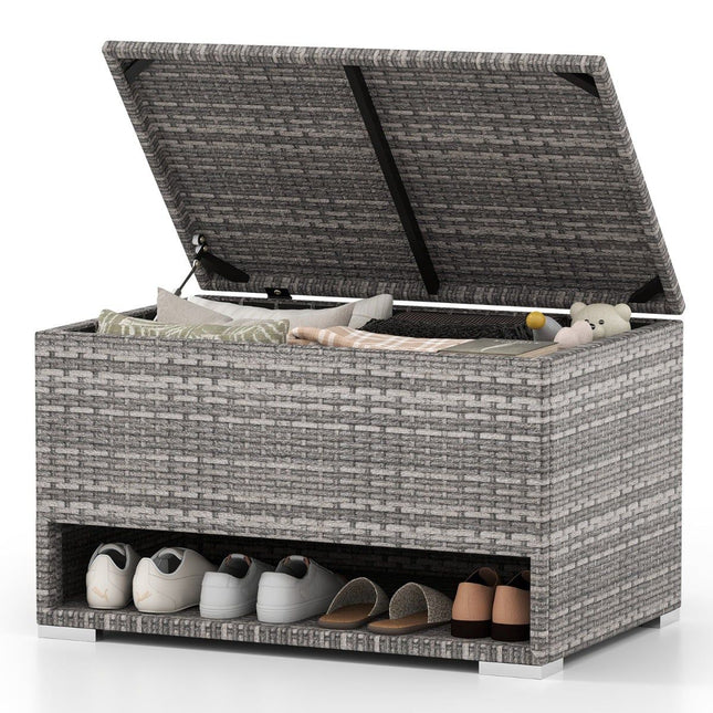 Outdoor-Aufbewahrungsbox mit Schuhregal, 186L, Grau, Wetterfest