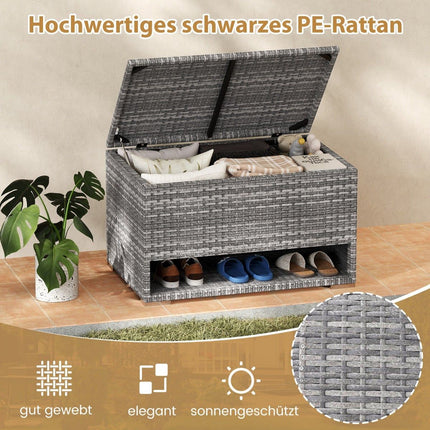 Outdoor-Aufbewahrungsbox mit Schuhregal, 186L, Grau, Wetterfest
