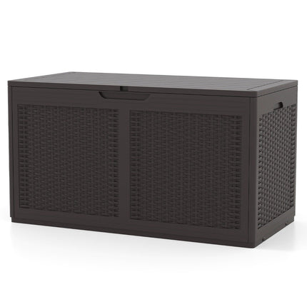Zahradní úložný box s kolečky, 380L, vodotěsný, hnědá