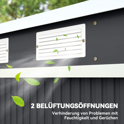 Gartenhaus, Lüftungsfenster, Schiebetüren, Stahl, 213x130x172 cm