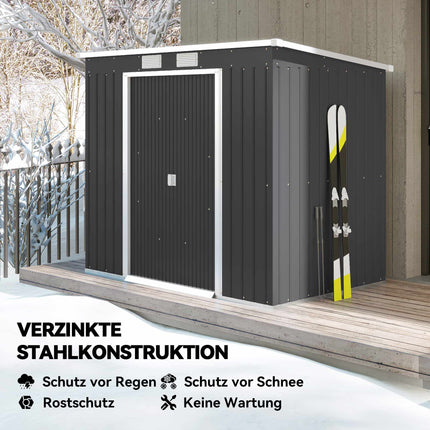 Gartenhaus, Lüftungsfenster, Schiebetüren, Stahl, 213x130x172 cm