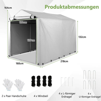 Gartenschuppen, wasserdichter Metallrahmen, 160x218x164 cm
