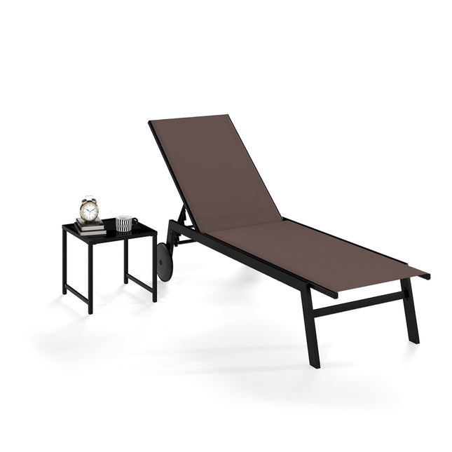 Garten-Sonnenliegen-Set mit verstellbarer Rückenlehne & Tisch