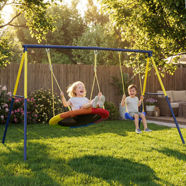 Outdoor-Schaukelset für Kinder, Stahlrahmen, 3 Sitze