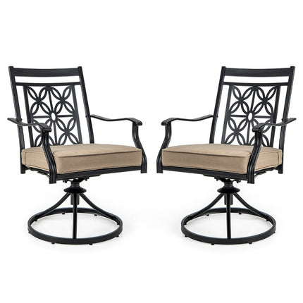 Outdoor Swivel Chairs Set of 2, Weatherproof, Floral Back