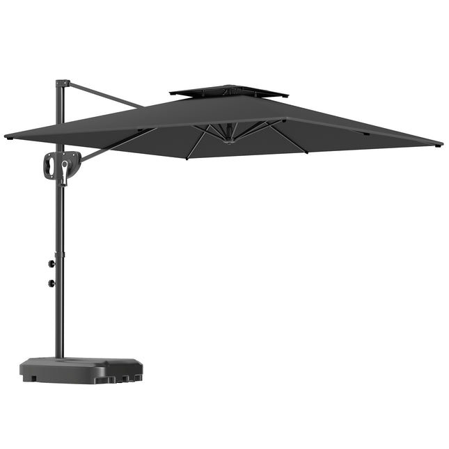 Outdoor-Kippschirm mit Standfuß, UV-Schutz, Dunkelgrau