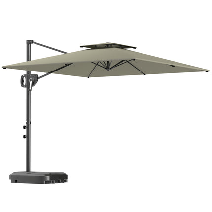 Outdoor Tilt Umbrella with Base, UV Protection, Light Grey