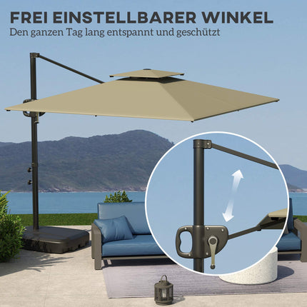 Outdoor Tilt Umbrella with Base, UV Protection, Light Grey