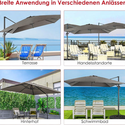 Sonnenschirm, 300x300 cm, Grau, 360° drehbar