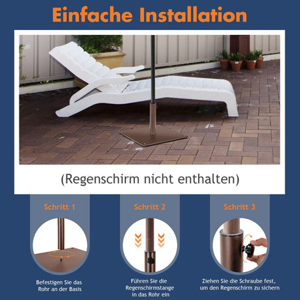 Outdoor Umbrella Base, 50cm Square Metal Stand, Brown