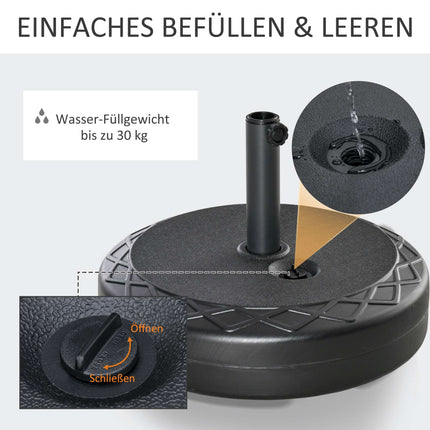 Stojan na slunečník, HDPE, pro tyče 38/48mm, černá
